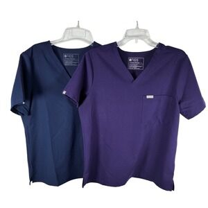 FIGS Catarina One Pocket Scrub Top Women Large 2 Pack V-Neck 1000211 Bundle